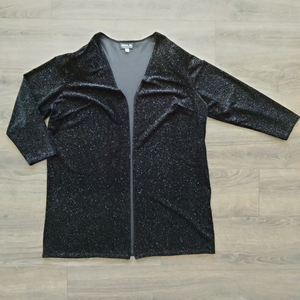 Vintage Onyx Nite By Wendye Chaitin Dressy Black Jacket Plus Size 20 Sparkle